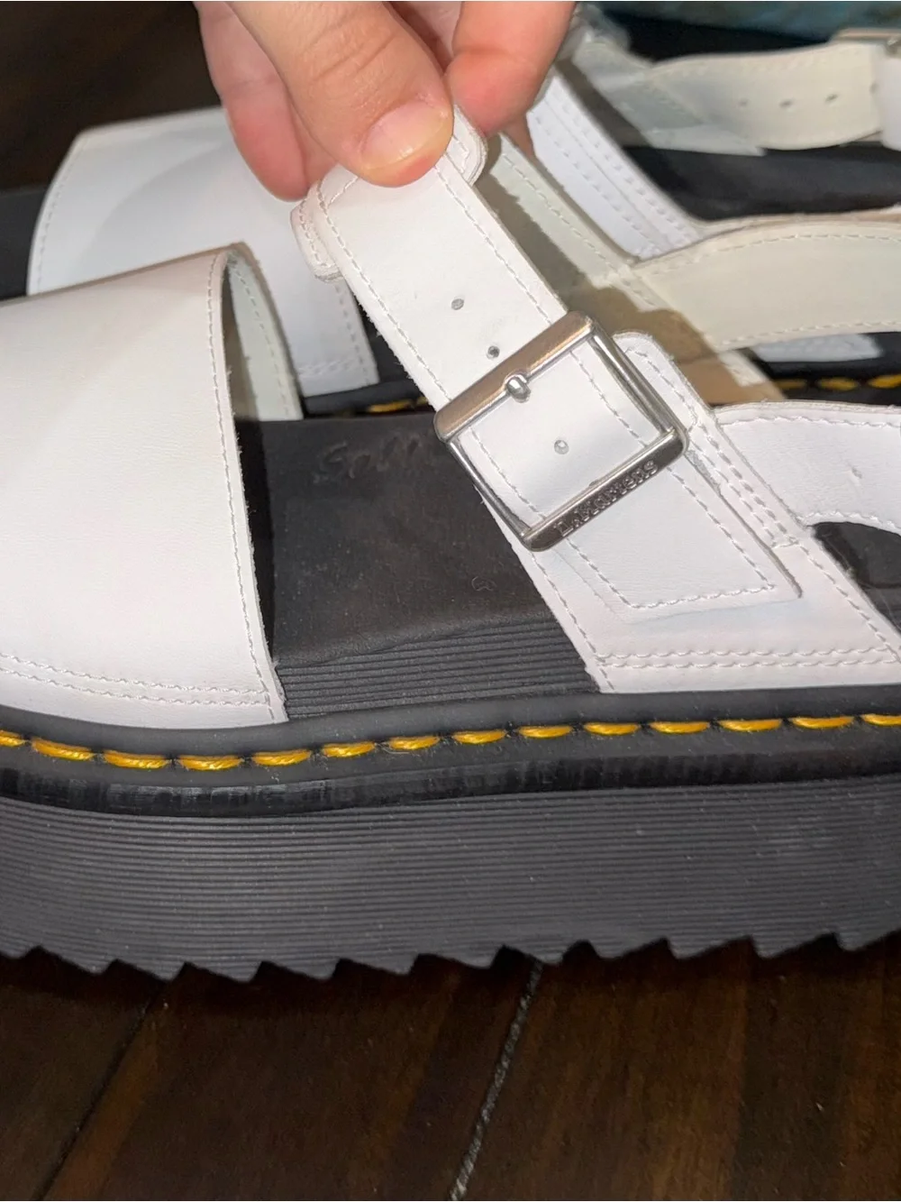 Dr. Martens White Leather Platform Sandals